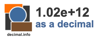1.02e+12 as a decimal 1.02e+12 as a decimal