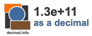 1.3e+11 as a decimal 1.3e+11 as a decimal