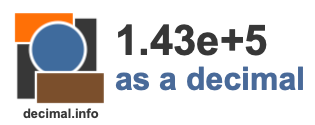 1.43e+5 as a decimal 1.43e+5 as a decimal
