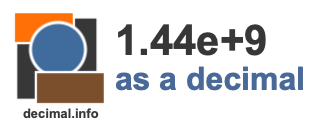 1.44e+9 as a decimal 1.44e+9 as a decimal