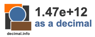 1.47e+12 as a decimal 1.47e+12 as a decimal