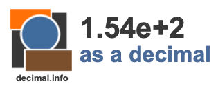 1.54e+2 as a decimal 1.54e+2 as a decimal