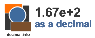 1.67e+2 as a decimal