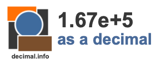 1.67e+5 as a decimal 1.67e+5 as a decimal