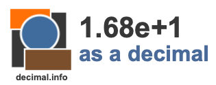 1.68e+1 as a decimal 1.68e+1 as a decimal