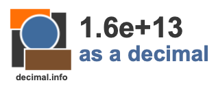 1.6e+13 as a decimal 1.6e+13 as a decimal
