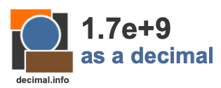 1.7e+9 as a decimal 1.7e+9 as a decimal