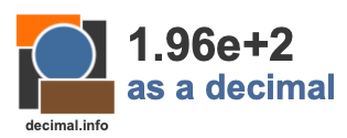 1.96e+2 as a decimal