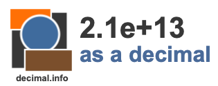 2.1e+13 as a decimal 2.1e+13 as a decimal