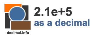 2.1e+5 as a decimal 2.1e+5 as a decimal