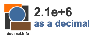 2.1e+6 as a decimal 2.1e+6 as a decimal