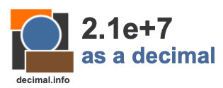 2.1e+7 as a decimal