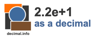 2.2e+1 as a decimal 2.2e+1 as a decimal