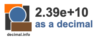 2.39e+10 as a decimal 2.39e+10 as a decimal