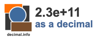 2.3e+11 as a decimal 2.3e+11 as a decimal