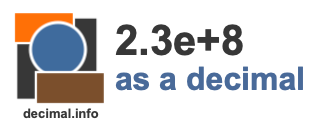 2.3e+8 as a decimal 2.3e+8 as a decimal