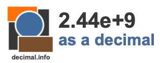 2.44e+9 as a decimal 2.44e+9 as a decimal