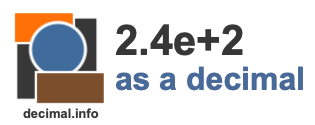 2.4e+2 as a decimal 2.4e+2 as a decimal