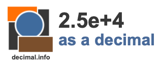 2.5e+4 as a decimal 2.5e+4 as a decimal