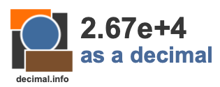 2.67e+4 as a decimal 2.67e+4 as a decimal
