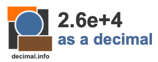 2.6e+4 as a decimal 2.6e+4 as a decimal