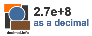 2.7e+8 as a decimal 2.7e+8 as a decimal