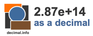 2.87e+14 as a decimal 2.87e+14 as a decimal