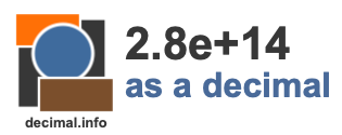 2.8e+14 as a decimal 2.8e+14 as a decimal