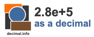 2.8e+5 as a decimal 2.8e+5 as a decimal