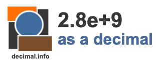 2.8e+9 as a decimal 2.8e+9 as a decimal