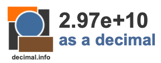 2.97e+10 as a decimal 2.97e+10 as a decimal