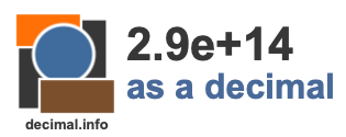 2.9e+14 as a decimal 2.9e+14 as a decimal
