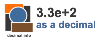 3.3e+2 as a decimal 3.3e+2 as a decimal
