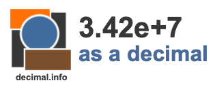 3.42e+7 as a decimal