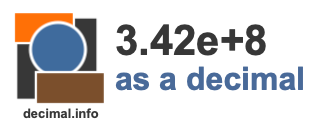 3.42e+8 as a decimal 3.42e+8 as a decimal