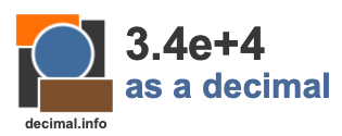 3.4e+4 as a decimal 3.4e+4 as a decimal