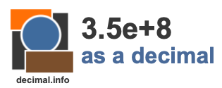3.5e+8 as a decimal 3.5e+8 as a decimal