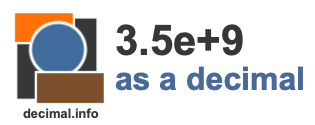 3.5e+9 as a decimal 3.5e+9 as a decimal