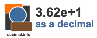 3.62e+1 as a decimal