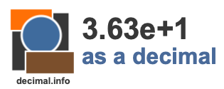 3.63e+1 as a decimal 3.63e+1 as a decimal