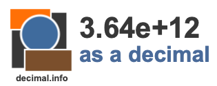 3.64e+12 as a decimal 3.64e+12 as a decimal