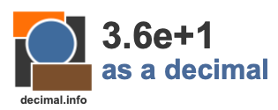 3.6e+1 as a decimal 3.6e+1 as a decimal