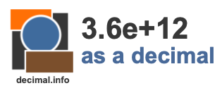 3.6e+12 as a decimal 3.6e+12 as a decimal