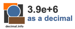 3.9e+6 as a decimal