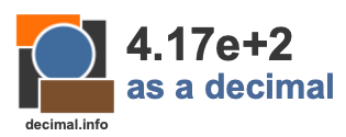 4.17e+2 as a decimal 4.17e+2 as a decimal