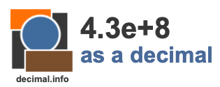 4.3e+8 as a decimal 4.3e+8 as a decimal