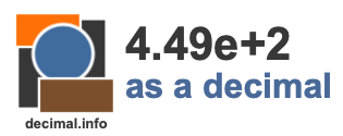4.49e+2 as a decimal 4.49e+2 as a decimal