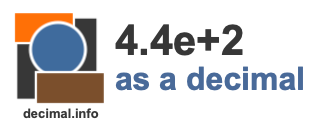 4.4e+2 as a decimal 4.4e+2 as a decimal