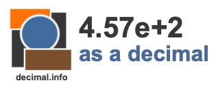 4.57e+2 as a decimal 4.57e+2 as a decimal