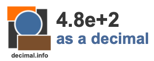4.8e+2 as a decimal 4.8e+2 as a decimal